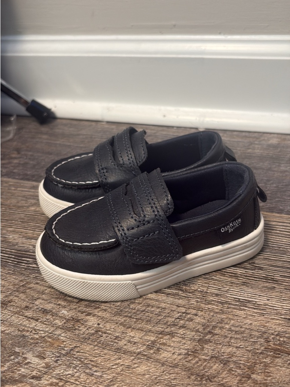 OshKosh B'gosh Toddler Navy Moccasin-Style Slip-Ons with White Sole
